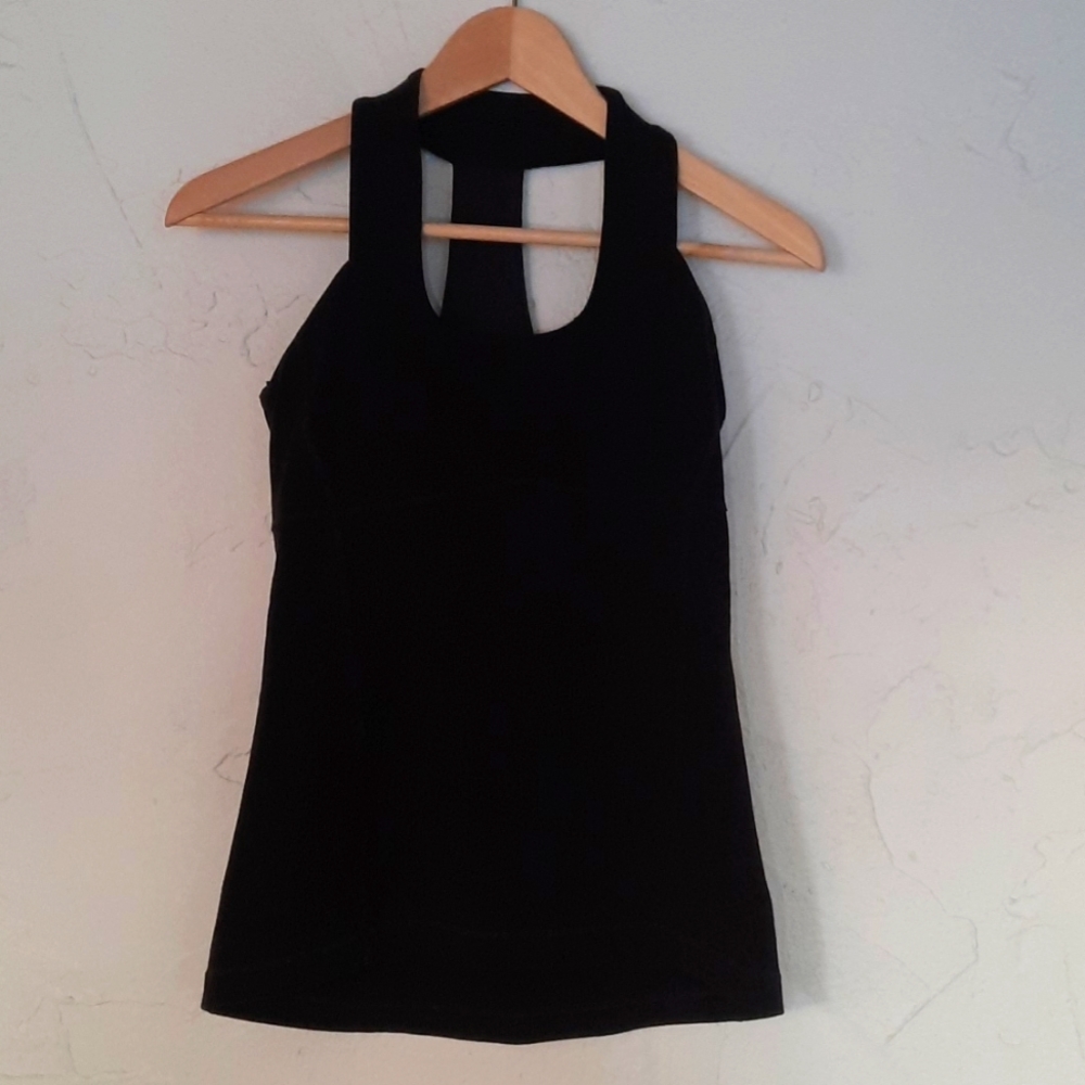 LULULEMON Sz 4 Workout Tank With Built-In Bra Shelf & Mesh Accents